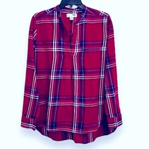 Old Navy Size Large Pink/Purple Flannel Plaid Long Sleeve Pullover Cotton Top